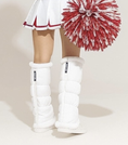 Load image into Gallery viewer, warmth flipfit white reversible zip up puffer fabric & faux fur leg warmers