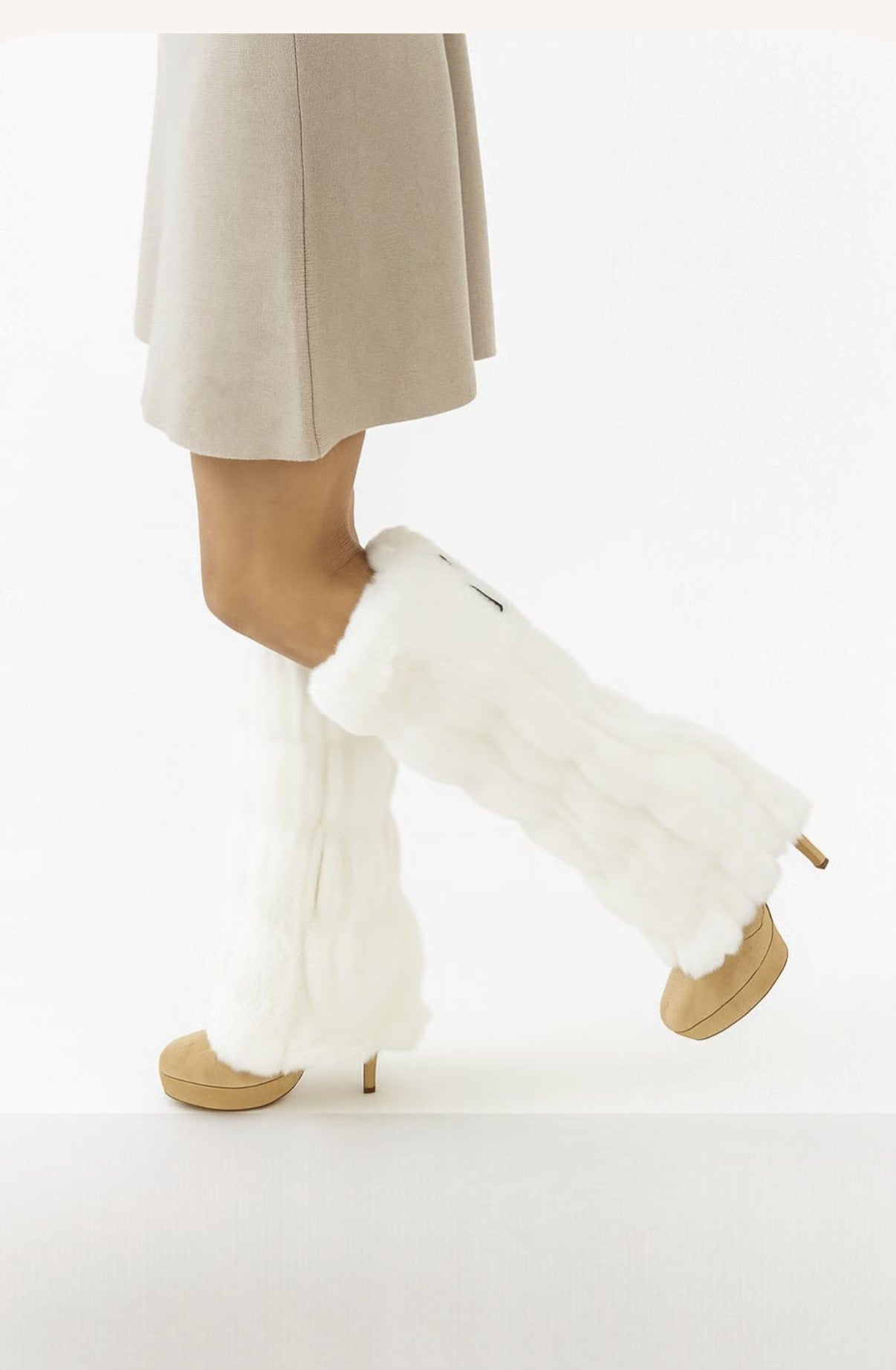 NEW! warmth bootluxe white faux fur boot cut leg warmers