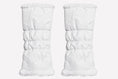 Load image into Gallery viewer, warmth sport flipfit white reversible zip up puffer fabric & faux fur leg warmers