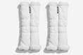 Load image into Gallery viewer, warmth sport flipfit white reversible zip up puffer fabric & faux fur leg warmers