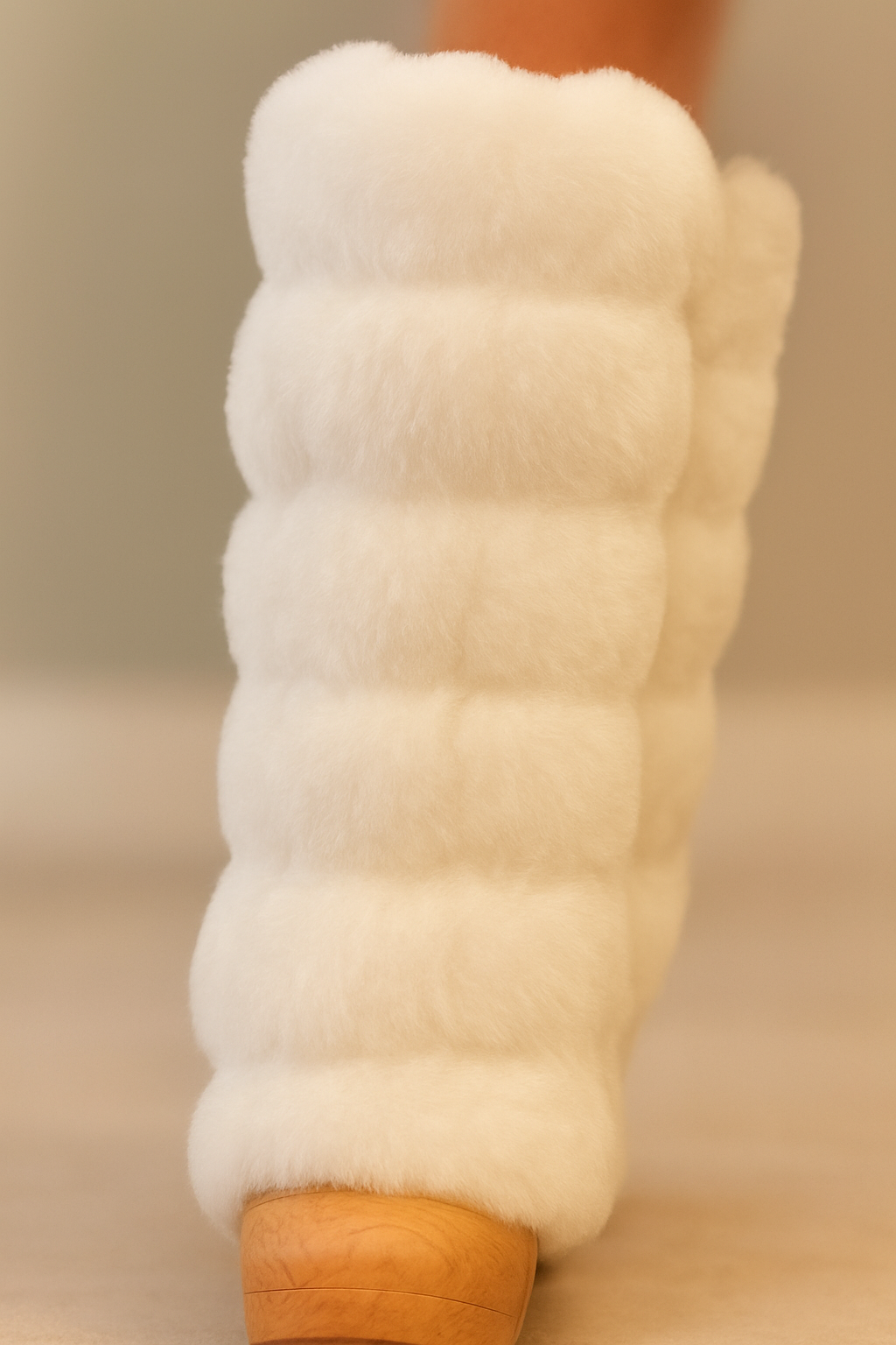 NEW! warmth bootluxe white faux fur boot cut leg warmers