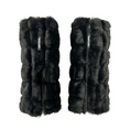 Load image into Gallery viewer, NEW! warmth flipfit metallic black reversible zip up puffer fabric & faux fur leg warmers
