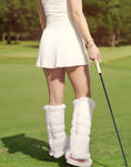 Load image into Gallery viewer, warmth white reversible puffer fabric & faux fur leg warmers
