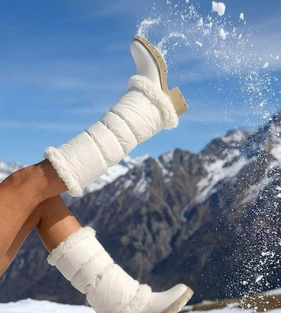 warmth flipfit white reversible zip up puffer fabric & faux fur leg warmers