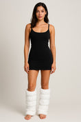 Load image into Gallery viewer, warmth white reversible puffer fabric & faux fur leg warmers
