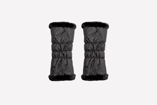 black reversible faux fur leg warmers