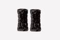 Load image into Gallery viewer, black reversible faux fur leg warmers
