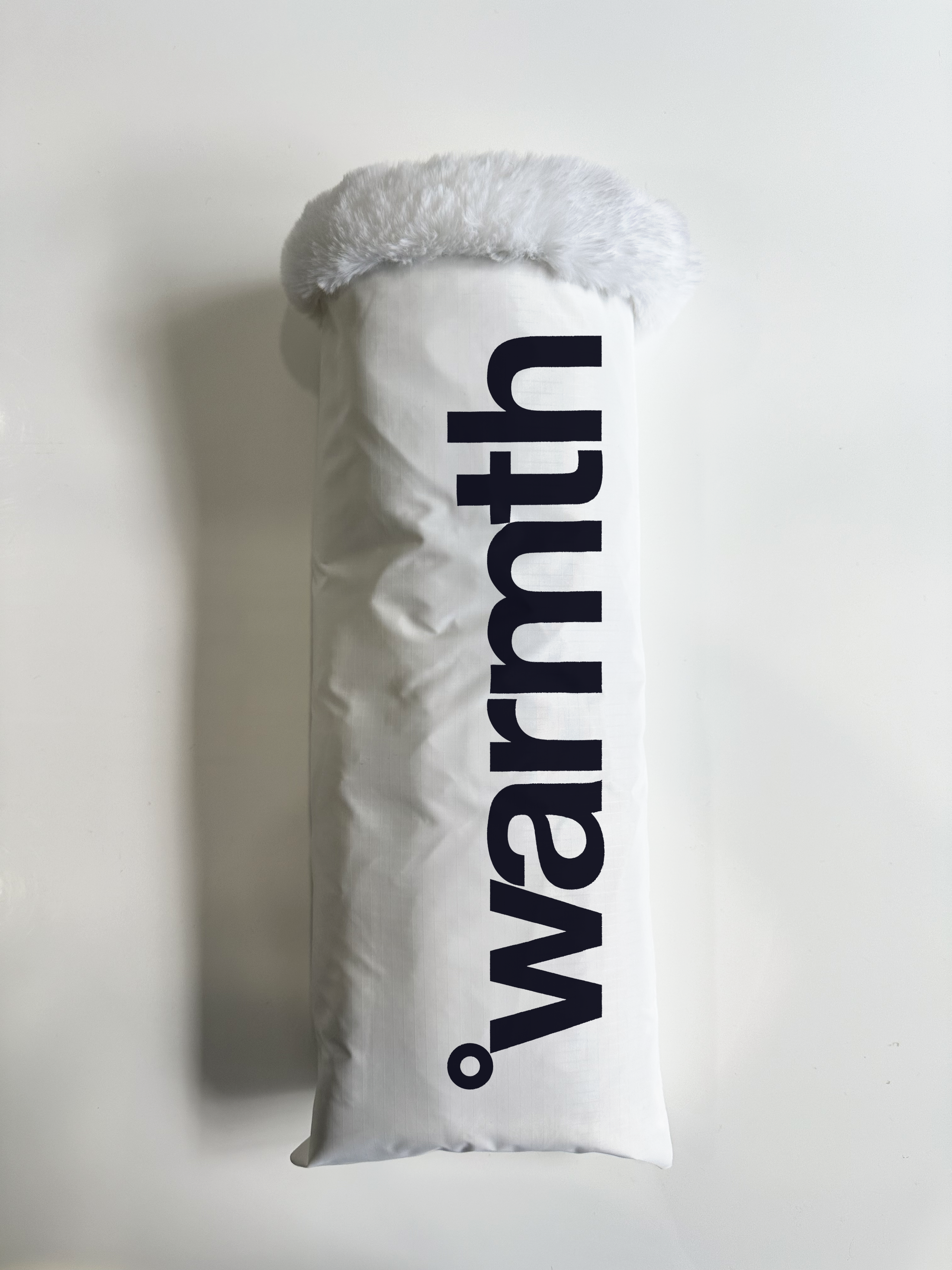 warmth sport flipfit white reversible zip up puffer fabric & faux fur leg warmers