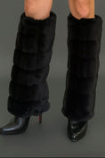 Load image into Gallery viewer, warmth bootluxe black faux fur boot cut leg warmers
