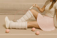 Load image into Gallery viewer, warmth white reversible puffer fabric & faux fur leg warmers
