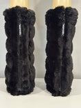 Load image into Gallery viewer, warmth bootluxe black faux fur boot cut leg warmers
