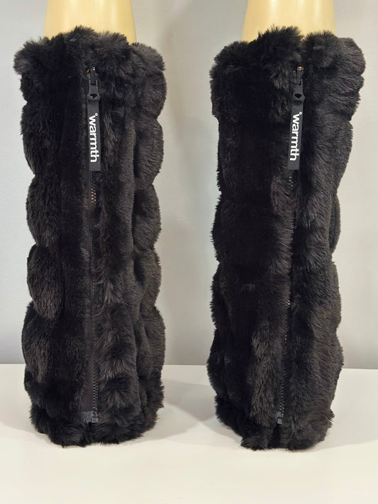 warmth bootluxe black faux fur boot cut leg warmers