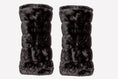 Load image into Gallery viewer, Pair of black faux fur leg warmers on a white background
