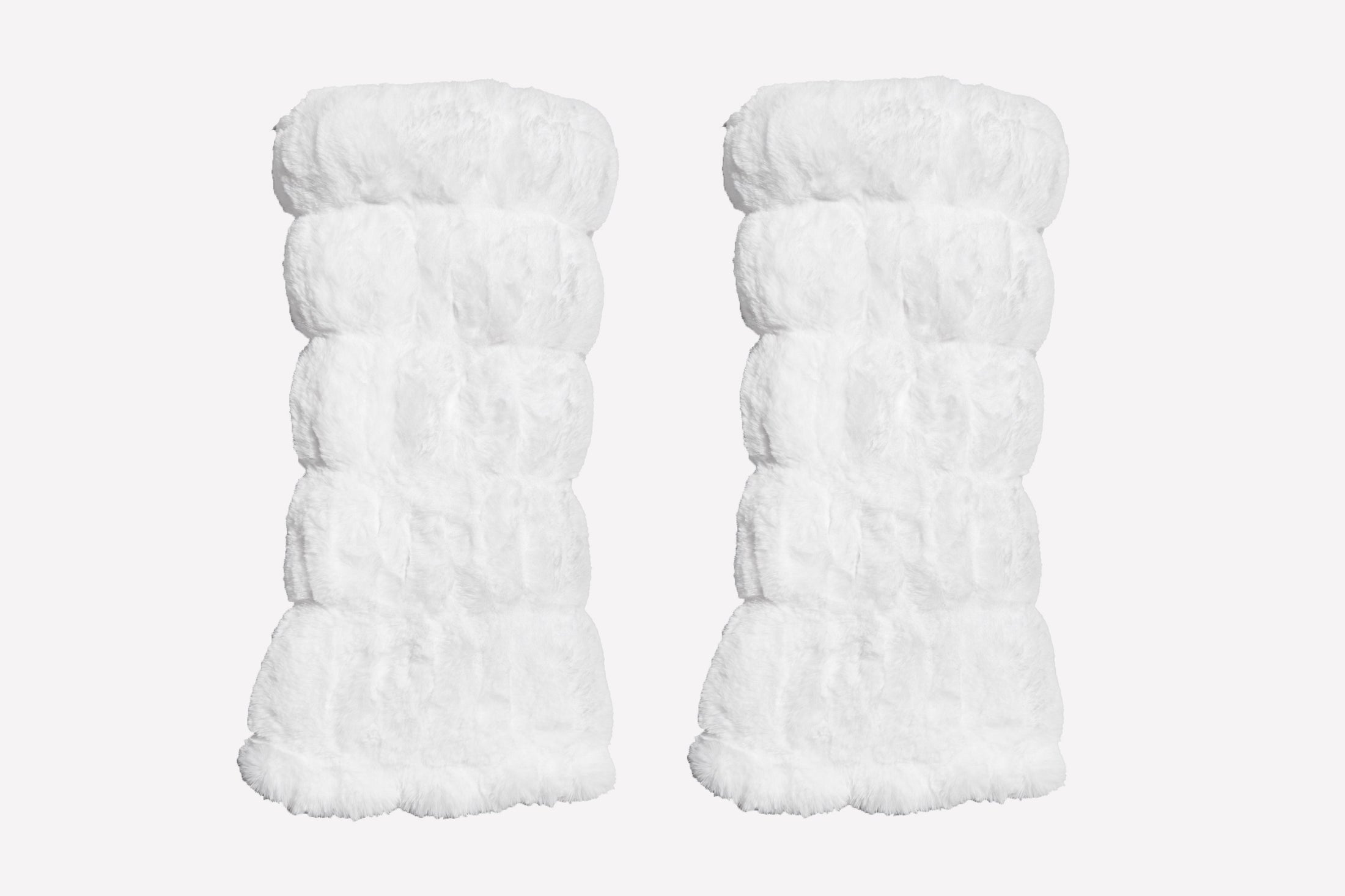 warmth flip fit white reversible zip up puffer fabric & faux fur leg warmers