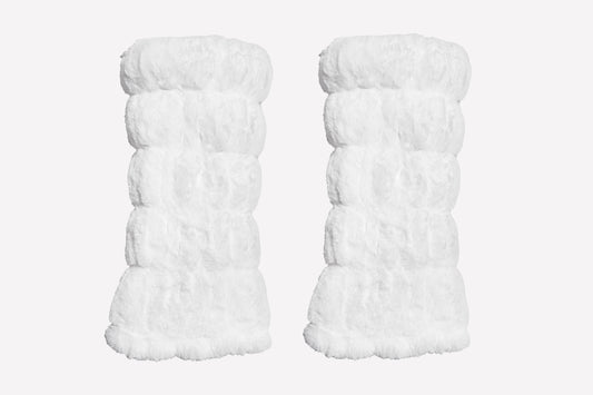 warmth flipfit white reversible zip up puffer fabric & faux fur leg warmers